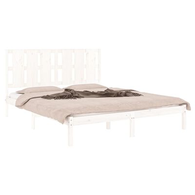 vidaXL Rama łóżka, biała, lite drewno sosnowe, 160 x 200 cm