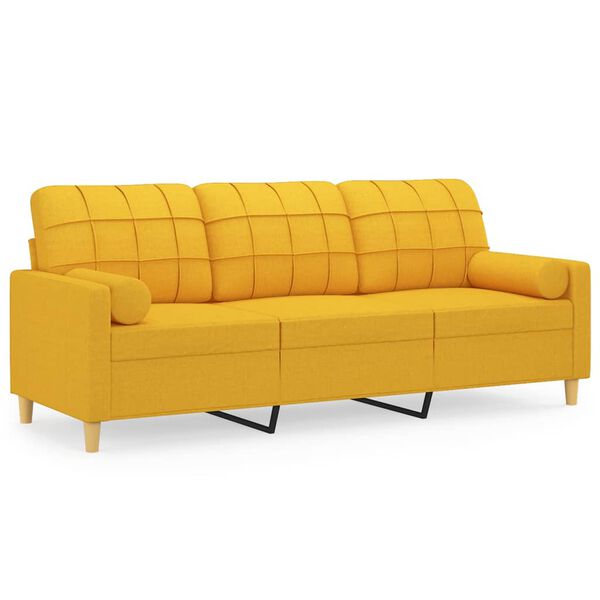vidaXL 3-osobowa sofa wypoczynkowa z poduszkami, ż&oacute;łta, 180 cm