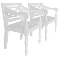 vidaXL Krzesła Batavia, 2 szt., białe, lite drewno mahoniowe
