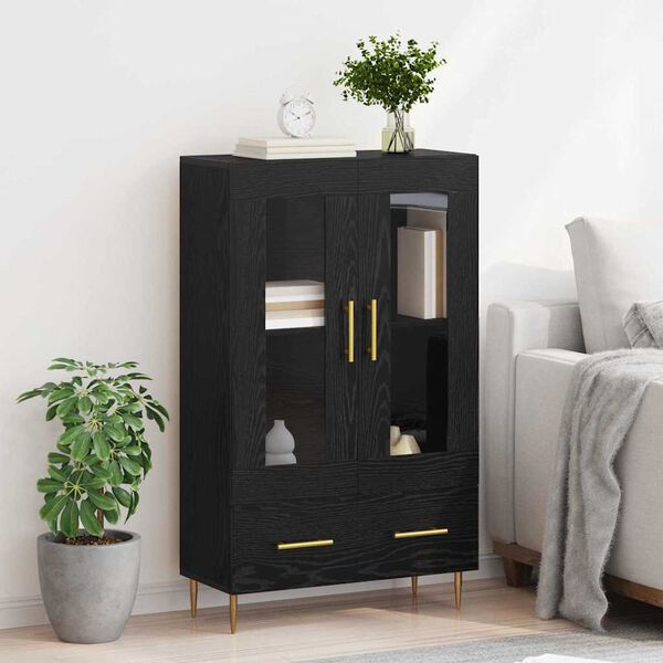 vidaXL Highboard z szufladą Czarny Dąb 69,5 x 31 x 115 cm