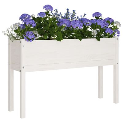 vidaXL Skrzynie ogrodowe na kwiaty, 2 szt., białe, 110x31x70 cm, sosna