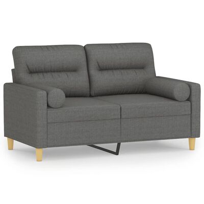 vidaXL 2-osobowa sofa z poduszkami, ciemnoszara, 120 cm, tkanina