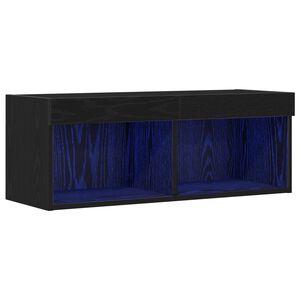 vidaXL Zestaw szafek RTV z LED Czarny Dąb 80 x 30 x 30 cm