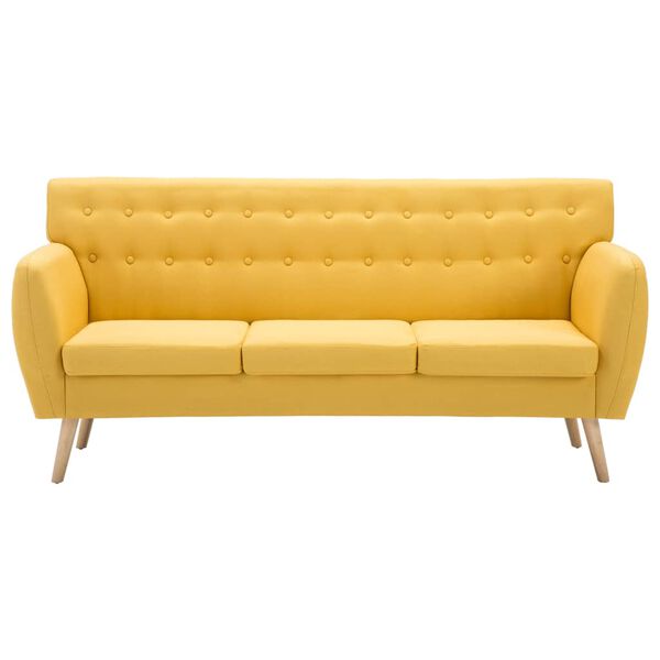 vidaXL 3-osobowa sofa tapicerowana tkaniną, 172x70x82 cm, żółta