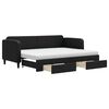 vidaXL Sofa rozsuwana z szufladami, czarna, 80x200 cm, tkanina