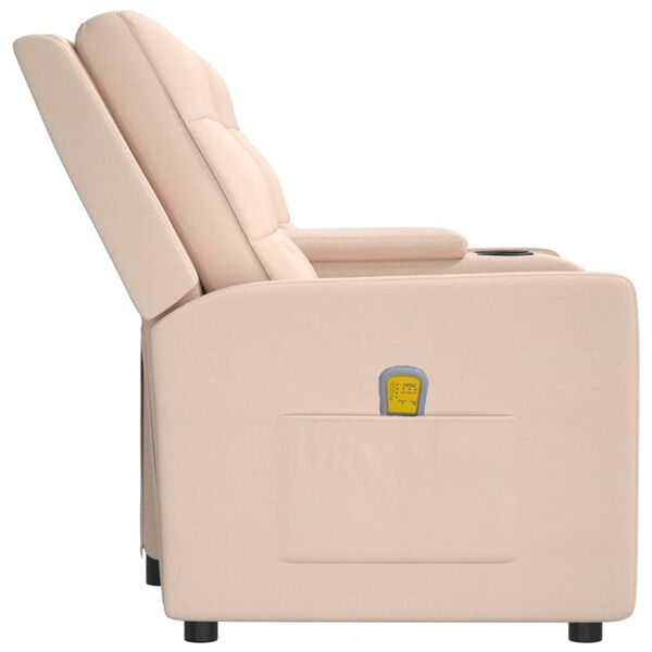 vidaXL Rozkładany fotel masujący z uchwytem, 2-os., kremowy