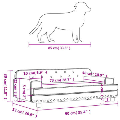 vidaXL Legowisko dla psa, ciemnoszare, 90x53x30 cm, aksamit