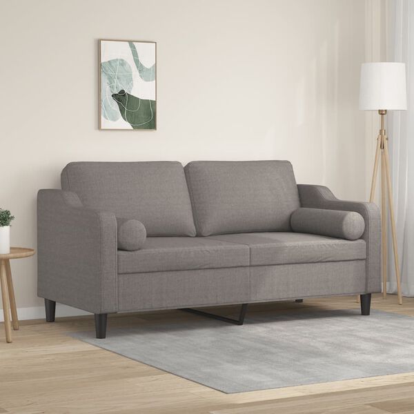 vidaXL 2-osobowa sofa z poduszkami, kolor taupe, 140 cm, tkanina