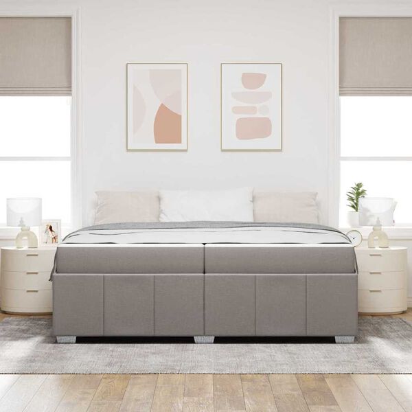 vidaXL Ramka ł&oacute;żka z materacem Ciemnoszary 200 x 200 cm tkanina