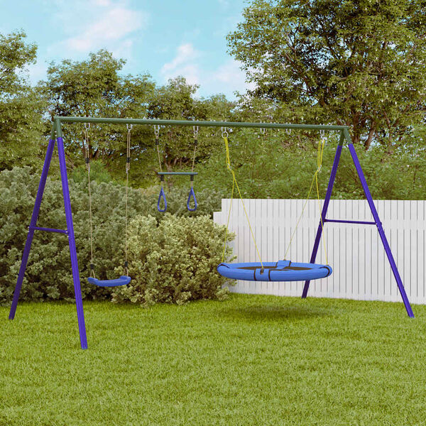 vidaXL Huśtawka ogrodowa z siodełkiem, trapezem i bocianim gniazdem