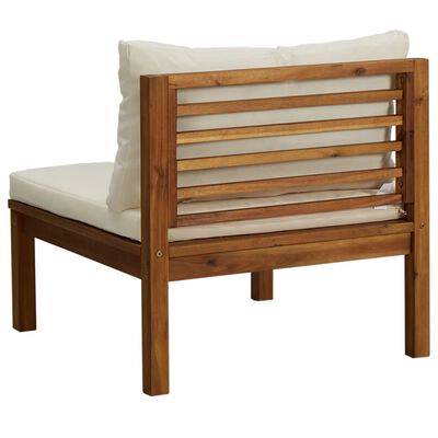 vidaXL Moduł środkowy sofy, z kremową poduszką, lite drewno akacjowe