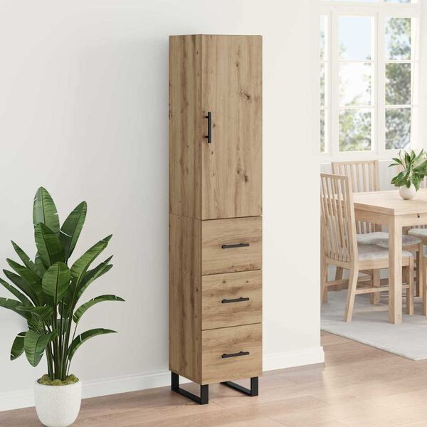 vidaXL Highboard z szufladą Dąb rzemieślniczy 34,5 x 34 x 180 cm