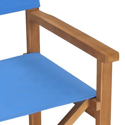 vidaXL Krzesła reżyserskie, 2 szt., lite drewno tekowe, niebieskie