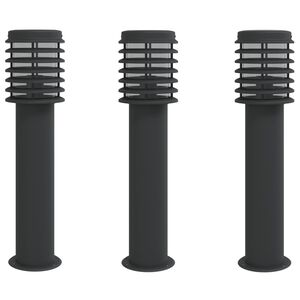 vidaXL Lampy ogrodowe na słupku, 3 szt., czarne, 60 cm, stal