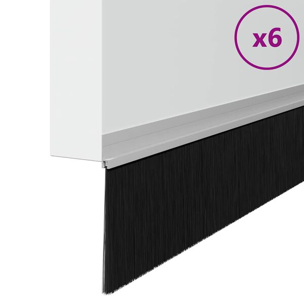 vidaXL Szczotki uszczelniające do drzwi samoprzylepne 6 pcs Srebrny