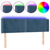 vidaXL Zagł&oacute;wek do ł&oacute;żka z LED ciemnoniebieski 147x16x78/88 cm aksamit