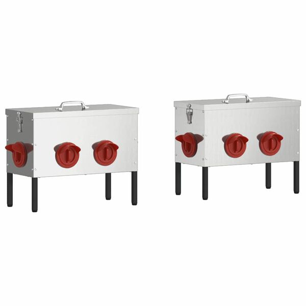 vidaXL Karmnik dla kur 2 pcs Srebrny 41,5 x 20,5 x 33 cm