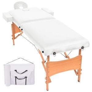 vidaXL Składany st&oacute;ł do masażu o grubości 10 cm, 2-strefowy, biały