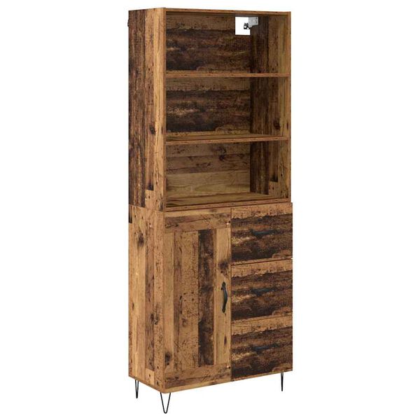 vidaXL Highboard z szufladą 2 pcs Stare drewno Materiał drewnopochodny