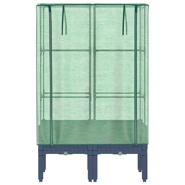 vidaXL Podwyższona donica ze szklarnią, wygląd rattanu, 80x40x140 cm