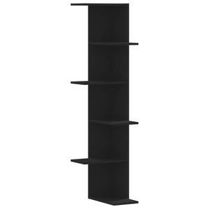 vidaXL Narożna p&oacute;łka ścienna, czarna, 36,5x36,5x140 cm