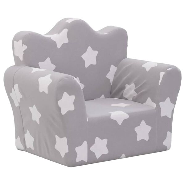 vidaXL Kanapa dla dziecka, jasnoszara w gwiazdki, miękki plusz