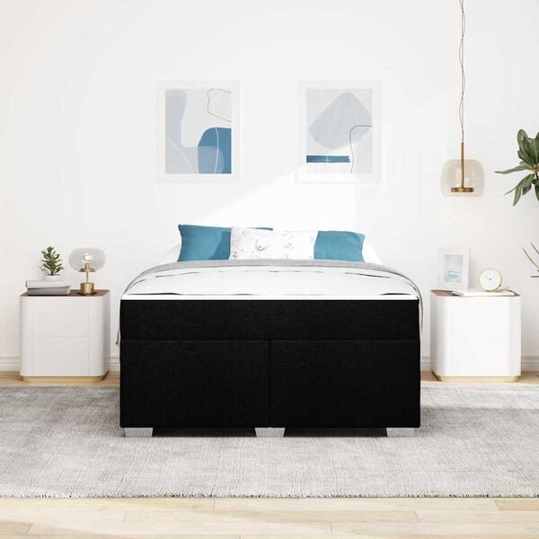 vidaXL Ramka ł&oacute;żka z materacem Czarny 140 x 200 cm tkanina