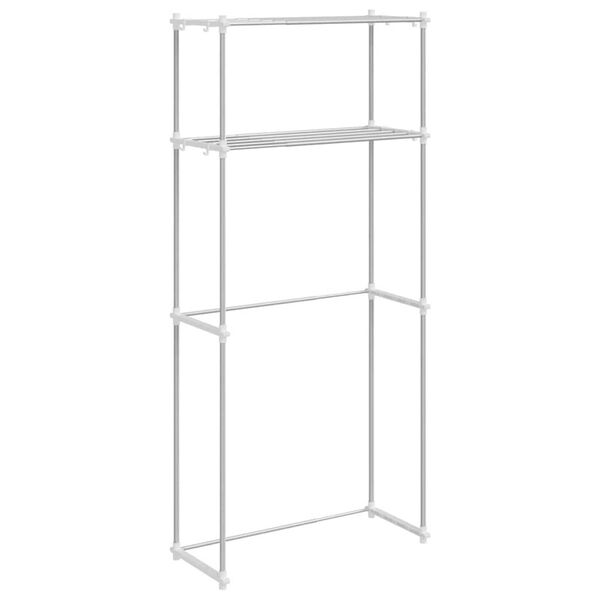 vidaXL Półka na pralkę z półką Biały 63 x 27 x 136 cm Aluminium