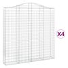 vidaXL Kosze gabionowe, 4 szt, 200x30x200/220 cm, galwanizowane żelazo