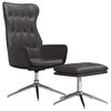 vidaXL Fotel z podn&oacute;żkiem, czarny z połyskiem, obity sztuczną sk&oacute;rą
