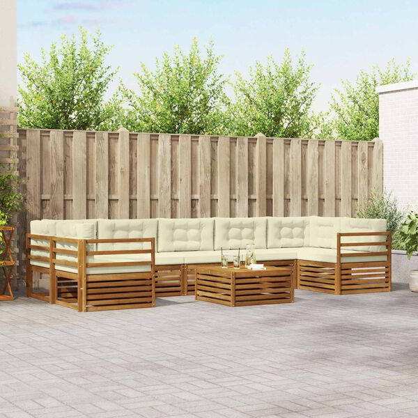 vidaXL Zestaw sof na zewnątrz z poduszką 8 pcs Naturalny i Kremowy