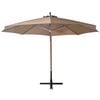 vidaXL Parasol ogrodowy wiszący, jodłowy słupek, taupe, 3,5x2,9 m