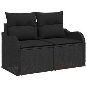 vidaXL Zestaw Sof na Ogr&oacute;d z poduszką 6 pcs Czarny Rattan poli