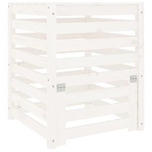 vidaXL Kompostownik, biały, 63,5x63,5x77,5 cm, lite drewno sosnowe