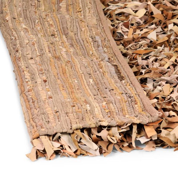 vidaXL Dywan shaggy, prawdziwa sk&oacute;ra, 120x170 cm, jasnobrązowy