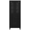 vidaXL Highboard 2 pcs Czarny Dąb Drewno inżynieryjne i szkło