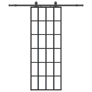 vidaXL Drzwi przesuwne z zestawem okuć czarne 76x205 cm ESG szkło