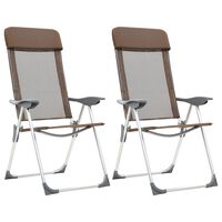 vidaXL Składane krzesła turystyczne, 2 szt., brązowe, aluminiowe