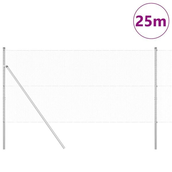 vidaXL Słupek ogrodzeniowy. Srebrny 25 x 1,2 m (siatka 13 mm) Stal