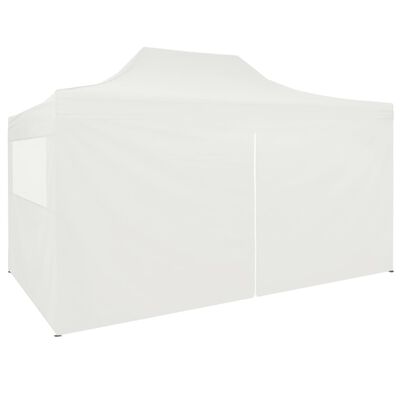 vidaXL Rozkładany namiot imprezowy z 4 ściankami, 3 x 4,5 m, biały