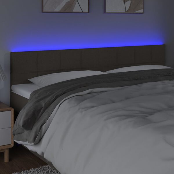 vidaXL Zagł&oacute;wek do ł&oacute;żka z LED, taupe, 200x5x78/88 cm, tkanina