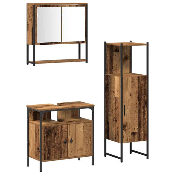 vidaXL Zestaw mebli łazienkowych 3 pcs Brązowy Materiał drewnopochodny