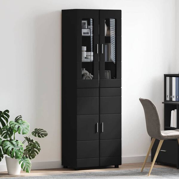 vidaXL Highboard Czarny 60 x 35 x 182 cm Materiał drewnopochodny