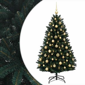 vidaXL Sztuczna choinka ciemnozielona z bombkami 150 cm 150 LED
