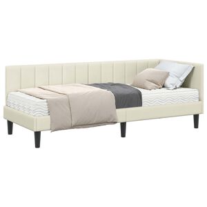 vidaXL Rama Ł&oacute;żka Narożnego z Materacem 2 szt. Kremowy 80 x 200 cm