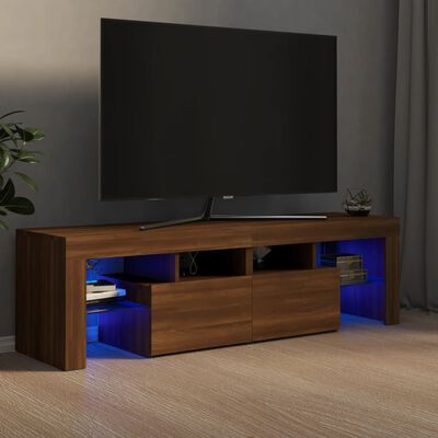 vidaXL Szafka TV z oświetleniem LED, brązowy dąb, 140x36,5x40 cm