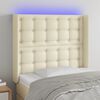 vidaXL Zagł&oacute;wek do ł&oacute;żka z LED kremowy 93x16x118/128 cm sztuczna sk&oacute;ra