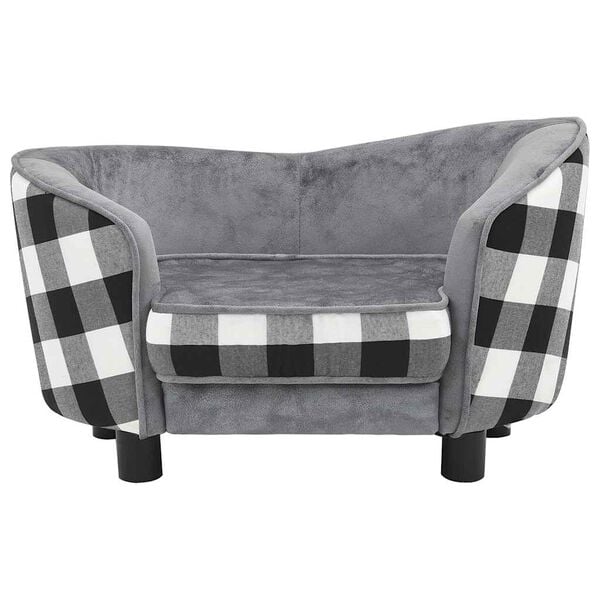 vidaXL Sofa dla psa, szara, 68x38x38 cm, pluszowa