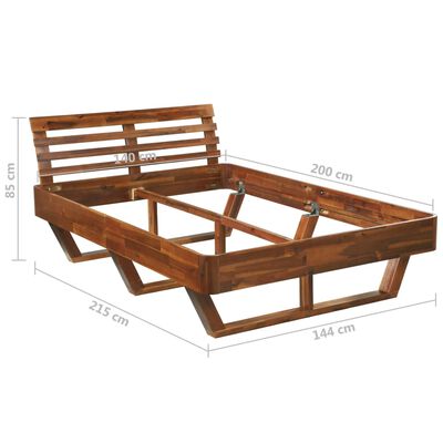 vidaXL Rama łóżka i 2 szafki nocne, lite drewno akacjowe, 140 x 200 cm