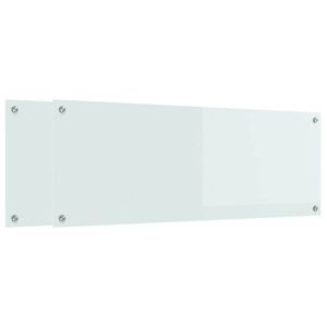 vidaXL Panel kuchenny 2 pcs Biały 110 x 40 cm szkło hartowane